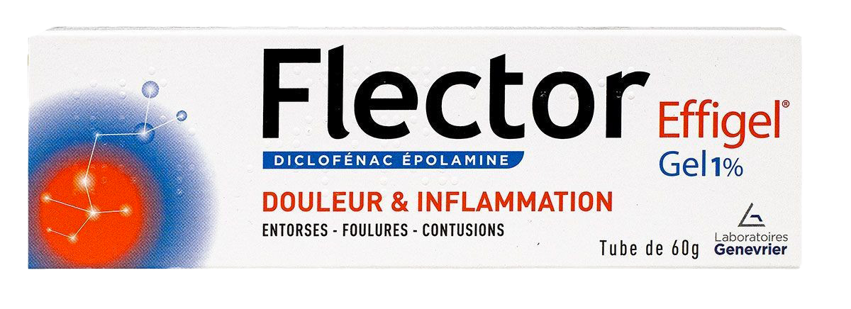  Flector Effigel Traitement local de courte durée, chez l'adulte et l'enfant de plus de 15 ans, en cas de traumatisme bénin : entorses (foulure), contusion.