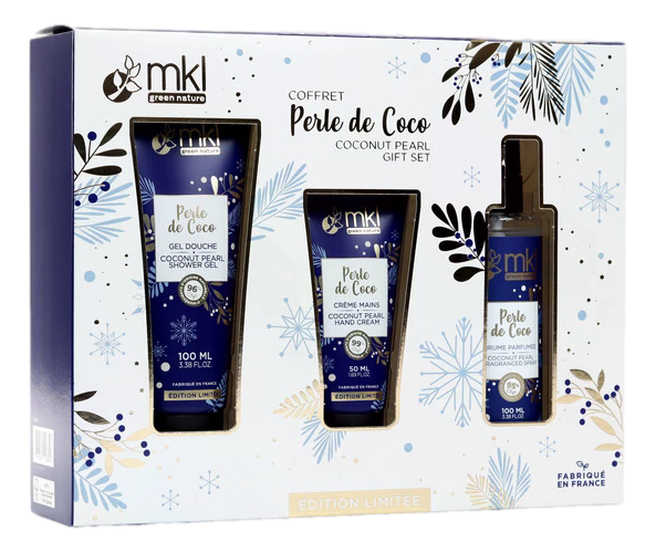 coffret perle de coco Crème mains : 99 % d'ingrédients d'origine naturelle.  Gel douche : 96 % d'ingrédients d'origine naturelle. Brume parfumée : 95 % d'ingrédients d'origine naturelle.   